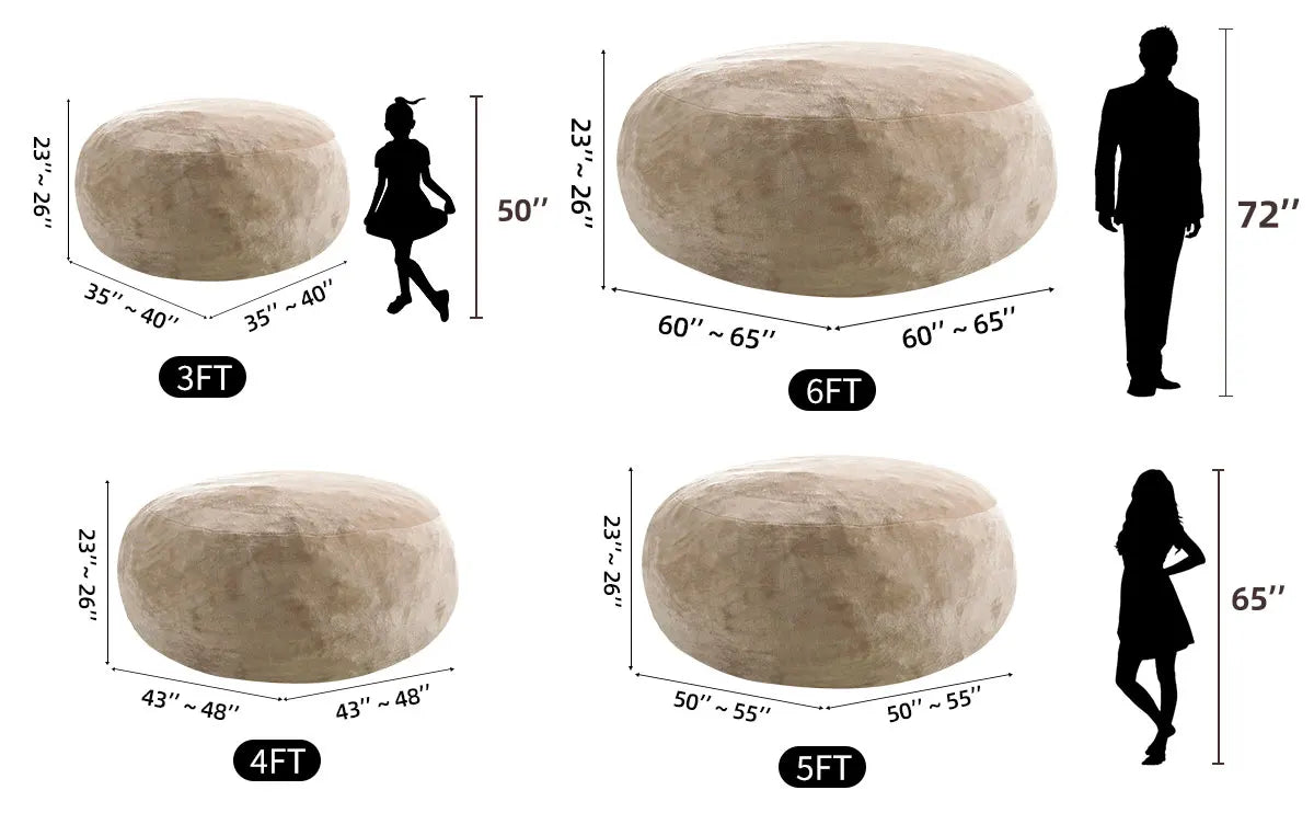 Giant Bean Bag Chair With Filling Included For Adults Living Room Bedroom Dorm