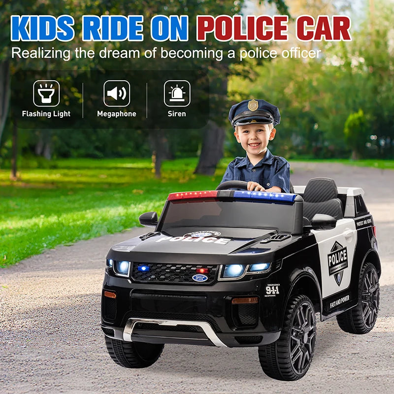 Kids 12V Fire Truck Ride On Car With Megaphone Ages 3 8