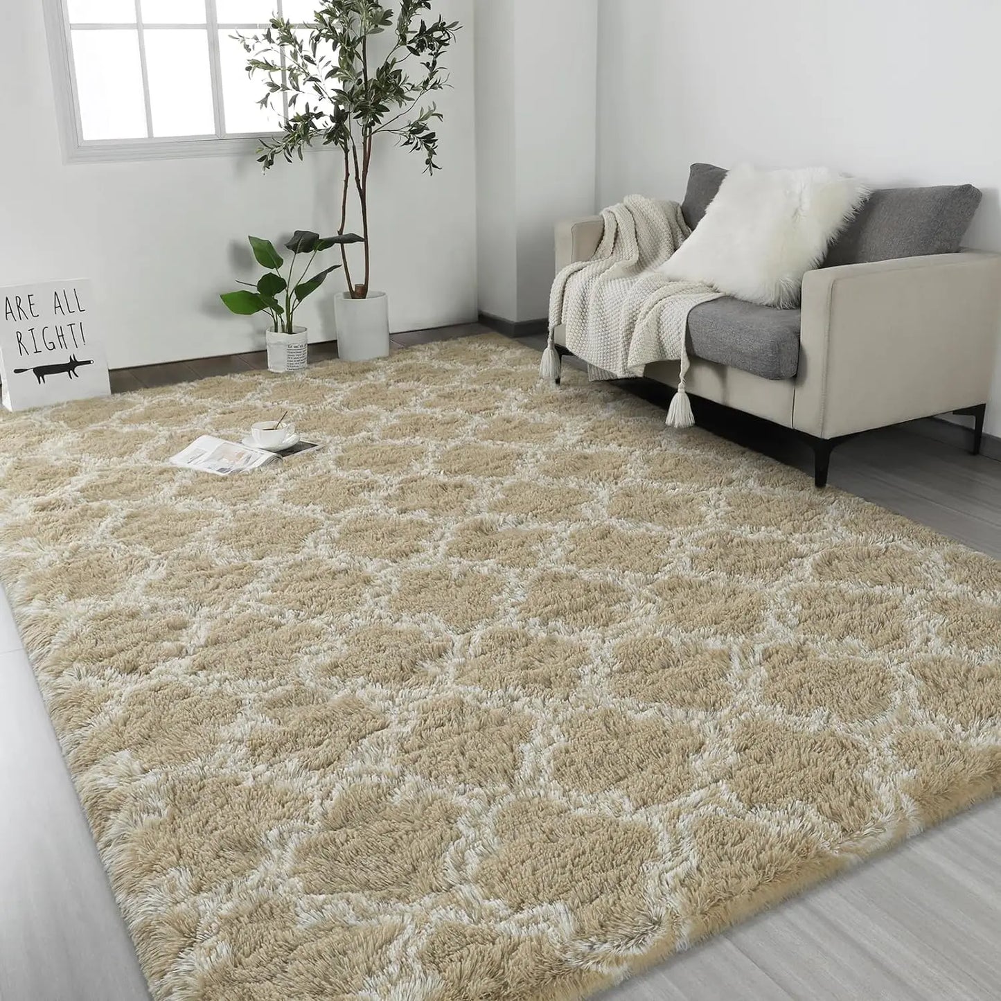 Large Shag Area Rugs for Bedroom Super Soft Plush Fluffy Carpet Non Slip Indoor Floor Rug for Kids Nursery Girl