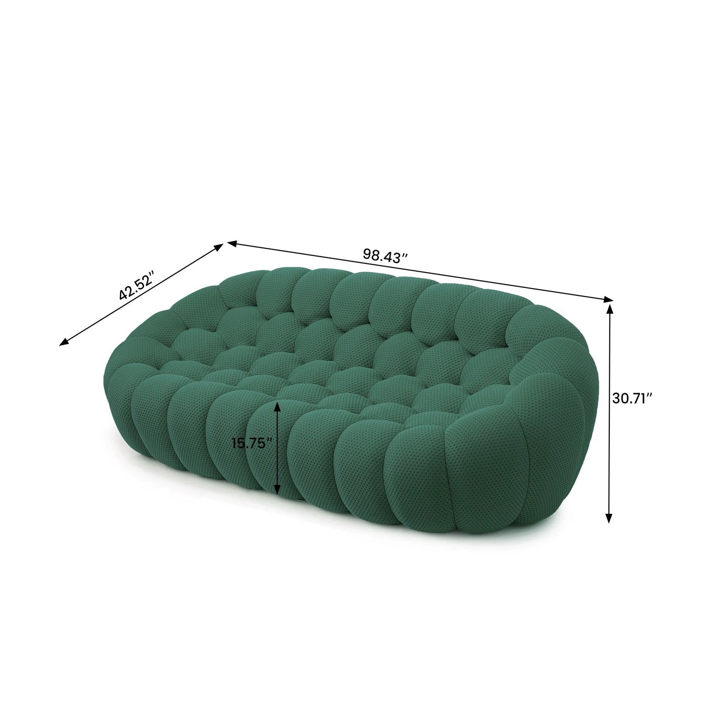 98.43 Inch Comfortable Curved Couch 3 Seater Honeycomb Sofa