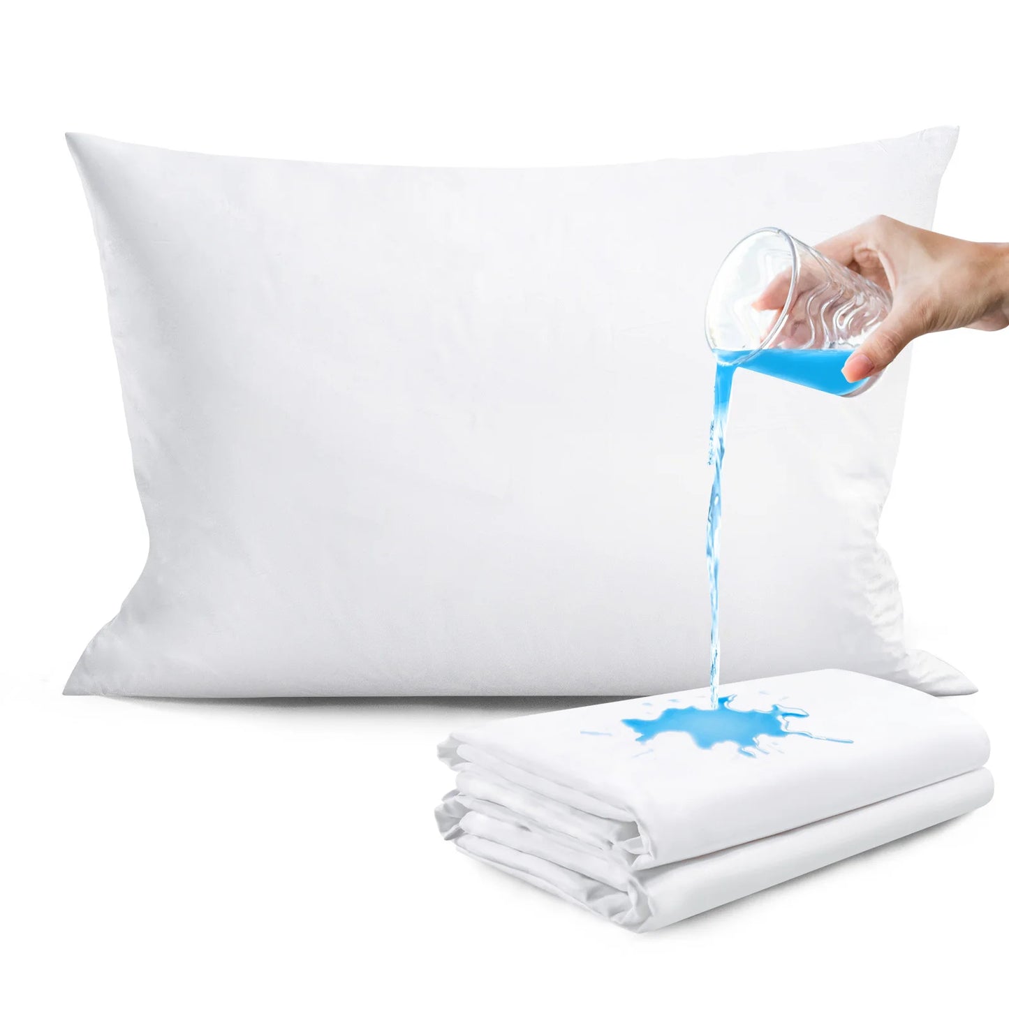 Waterproof Pillow Protectors 4 Pack Zippered Cotton Sateen