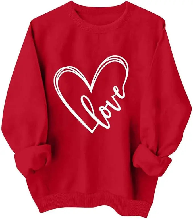 Valentines Shirt For Women Heart Print Graphic Long Sleeve