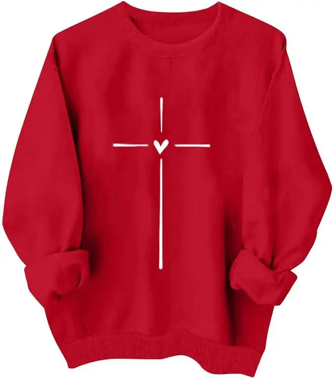 Valentines Shirt For Women Heart Print Graphic Long Sleeve