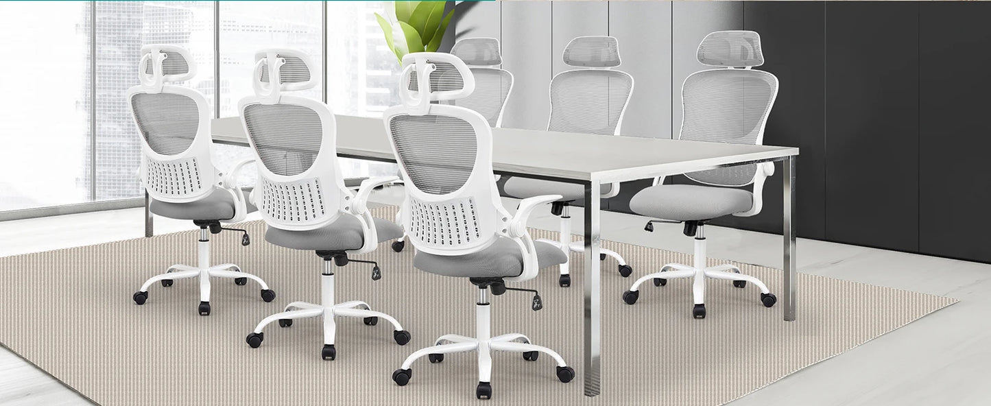 JHK Mesh Ergonomic Office Chair With Flip Up Arms And Adjustable Headrests