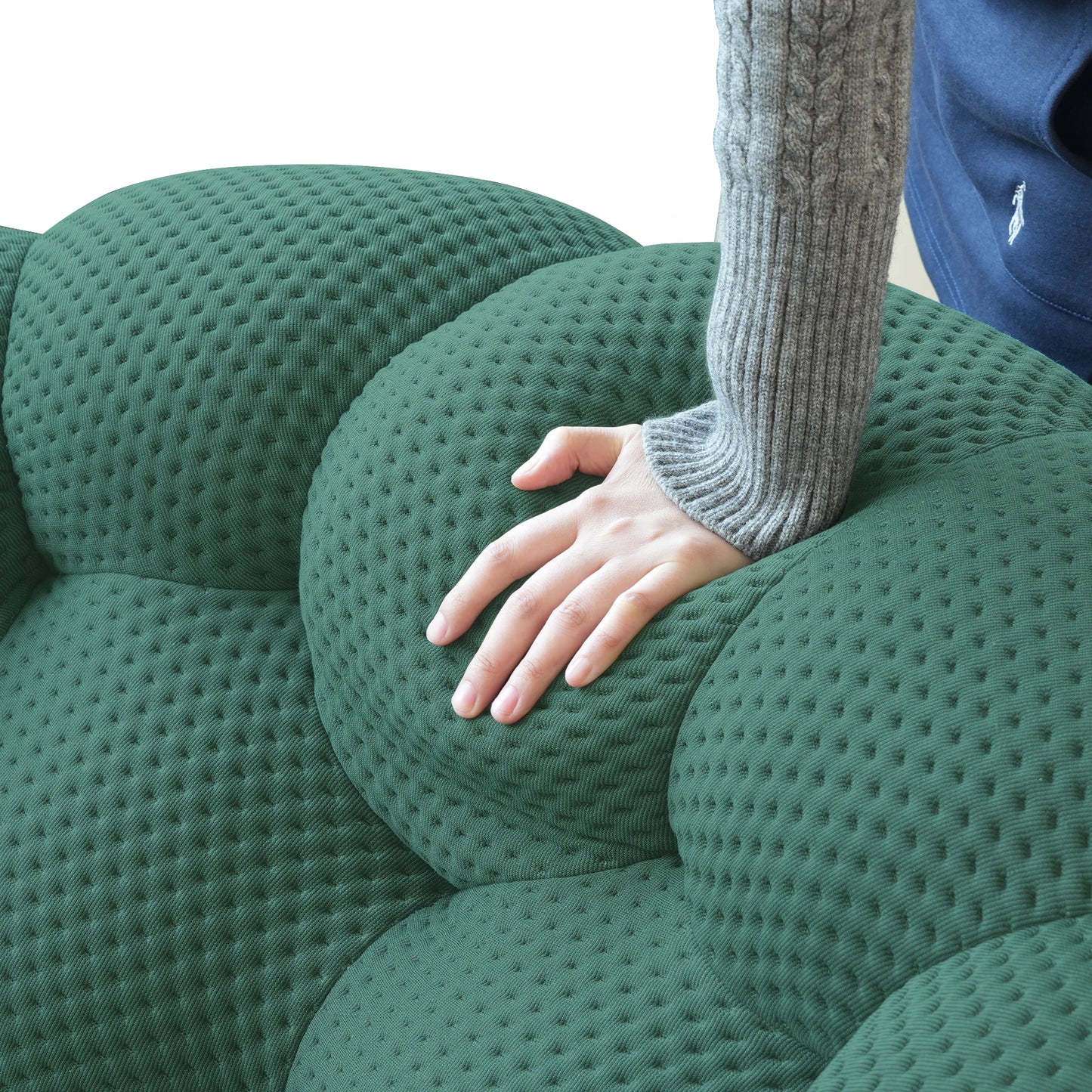 98.43 Inch Comfortable Curved Couch 3 Seater Honeycomb Sofa
