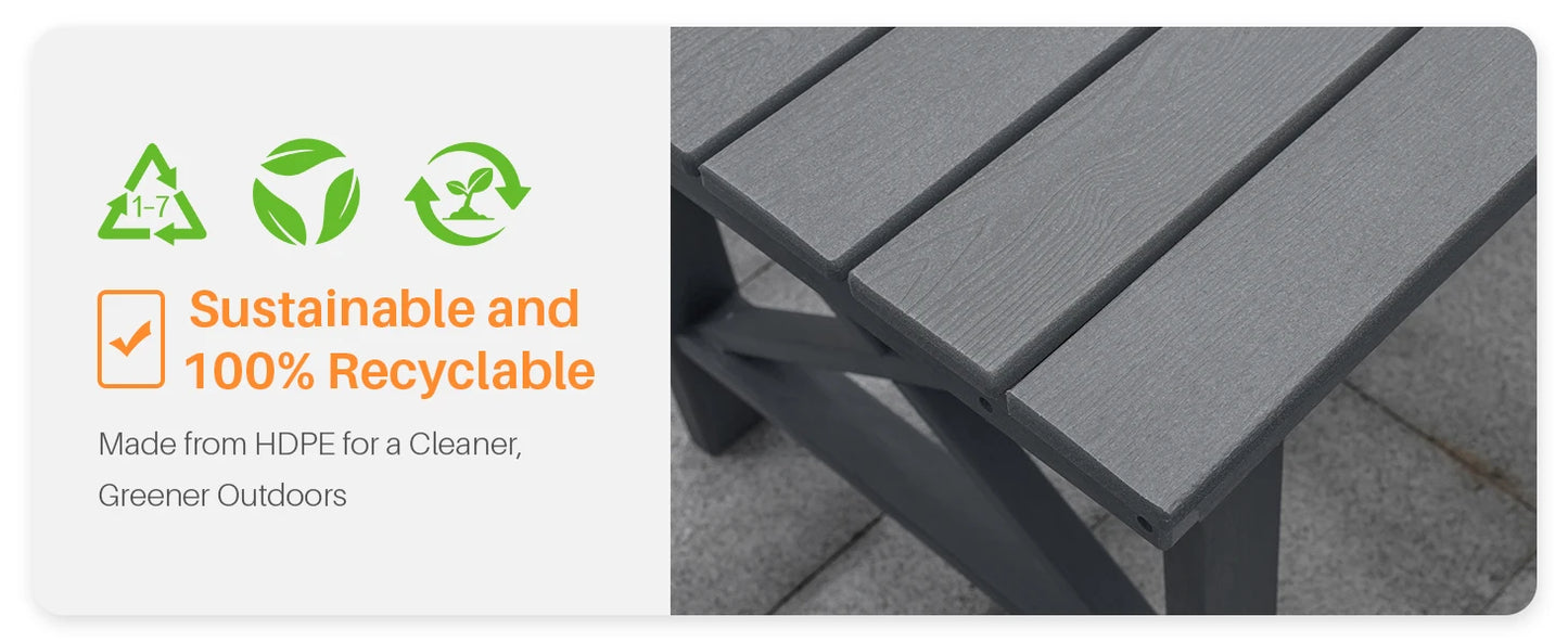 SeeHill Smoke Gray HDPE Dining Set 4 Person Table And Chairs With Umbrella Hole