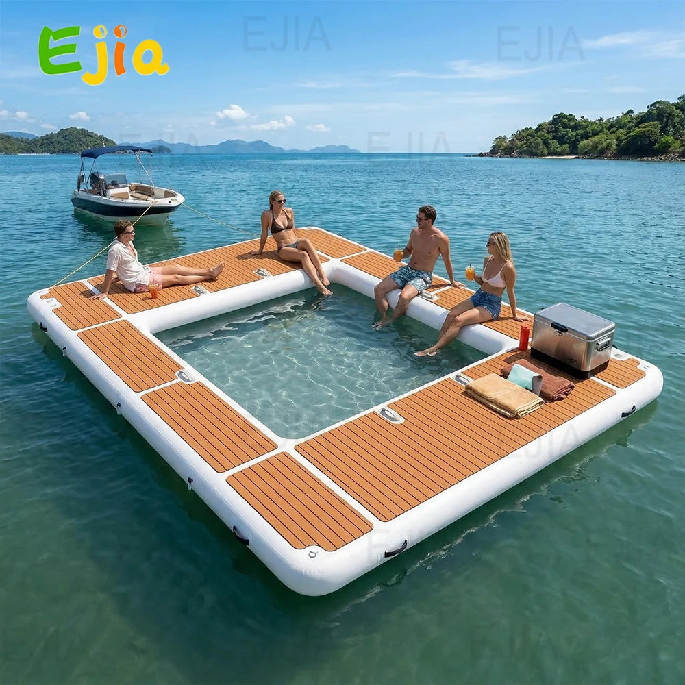 13 Ft Inflatable Pool Float Platform With Non Slip EVA Surface For Yacht Boat