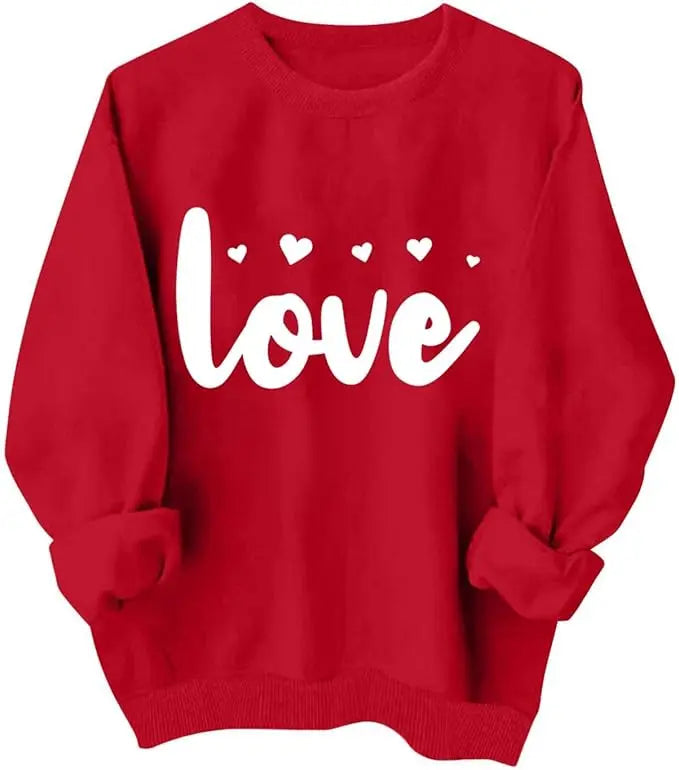 Valentines Shirt For Women Heart Print Graphic Long Sleeve