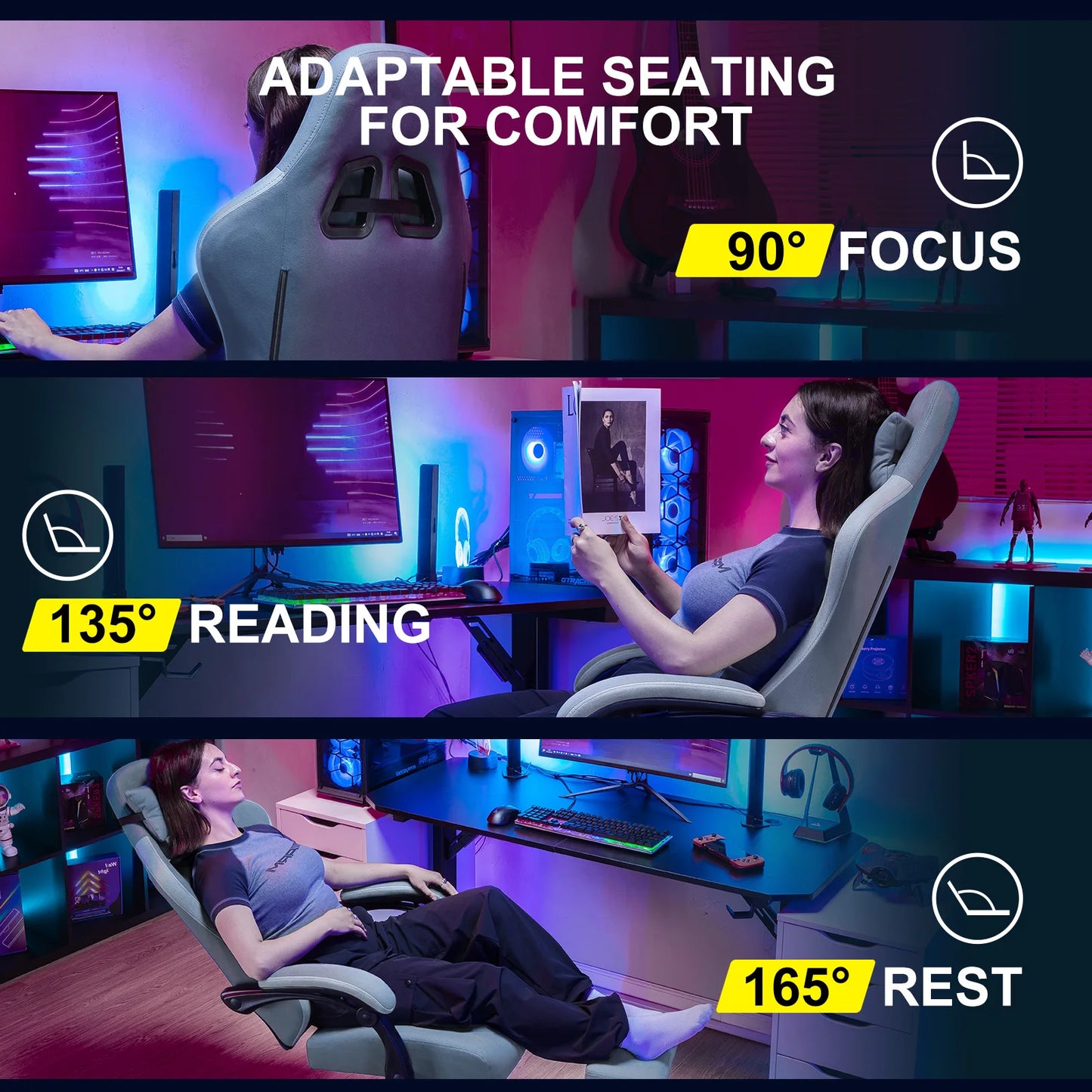 GTPLAYER Ergonomic Gaming Chair with Pocket Spring Cushion and Lumbar Support