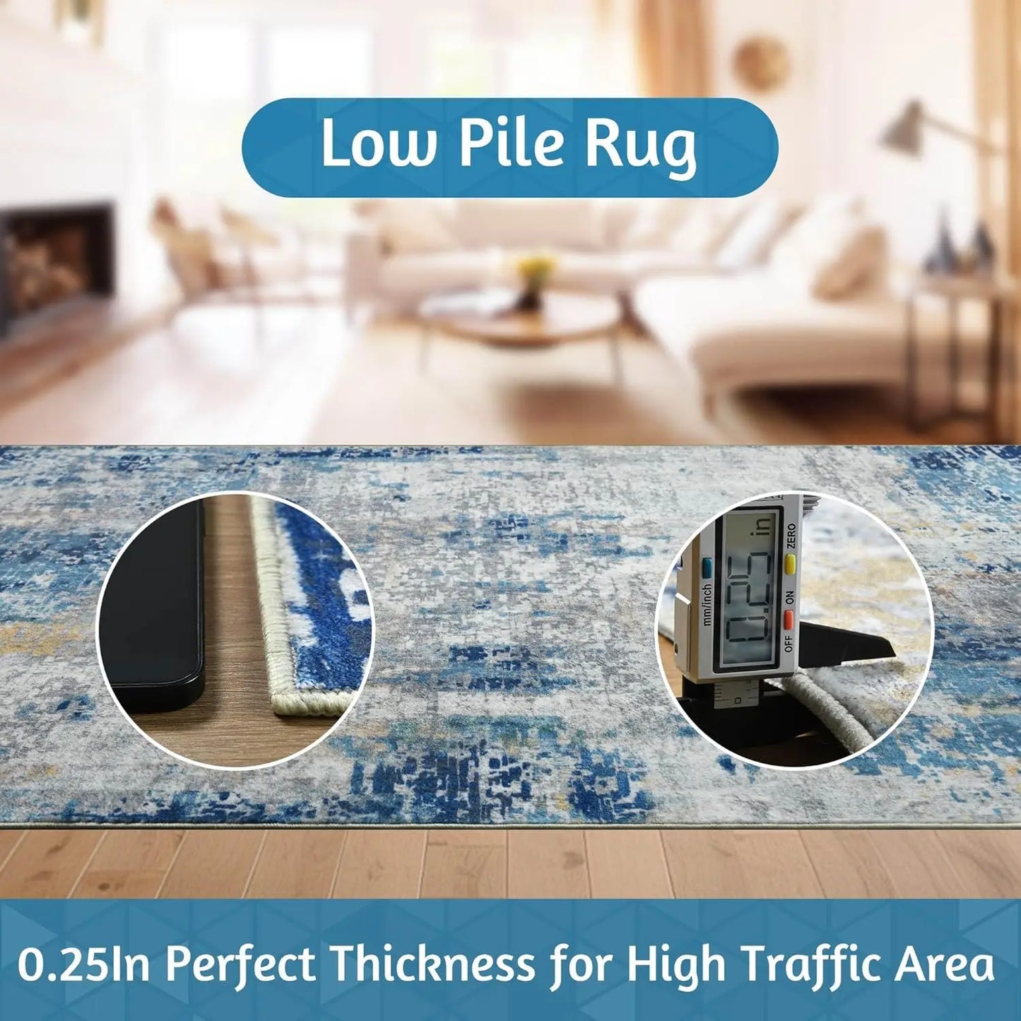 Living Room Area Rugs Soft Large Modern Abstract Boho Vintage Machine Washable Non Slip Carpet Low Pile Rug