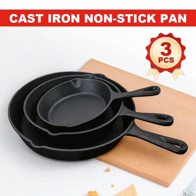 3 Piece Cast Iron Cookware Set Uncoated Cast Iron Pan Collection 6 Inch 8 Inch 10 Inch Cast Iron Skillets Frying Pans