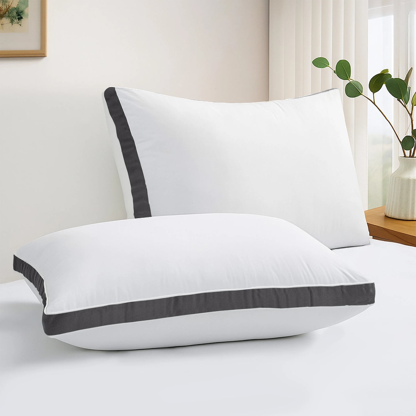 Lux Decor Bed Pillows Set Of 2 Hotel Quality Gusseted Down Alternative