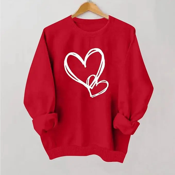 Valentines Shirt For Women Heart Print Graphic Long Sleeve