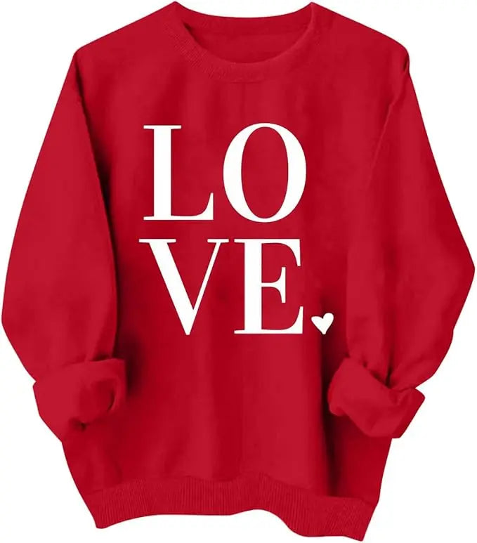 Valentines Shirt For Women Heart Print Graphic Long Sleeve