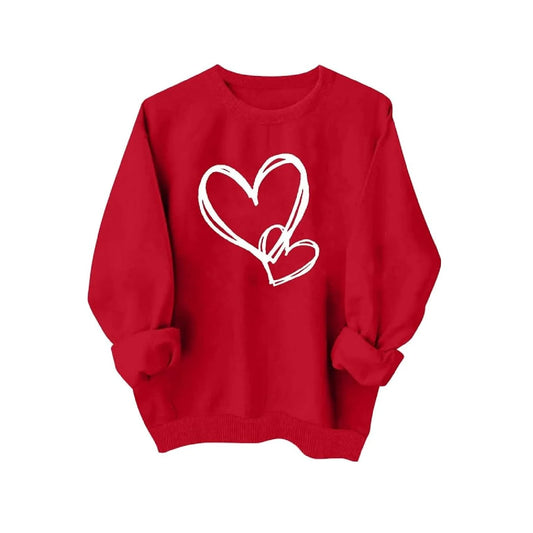 Valentines Shirt For Women Heart Print Graphic Long Sleeve