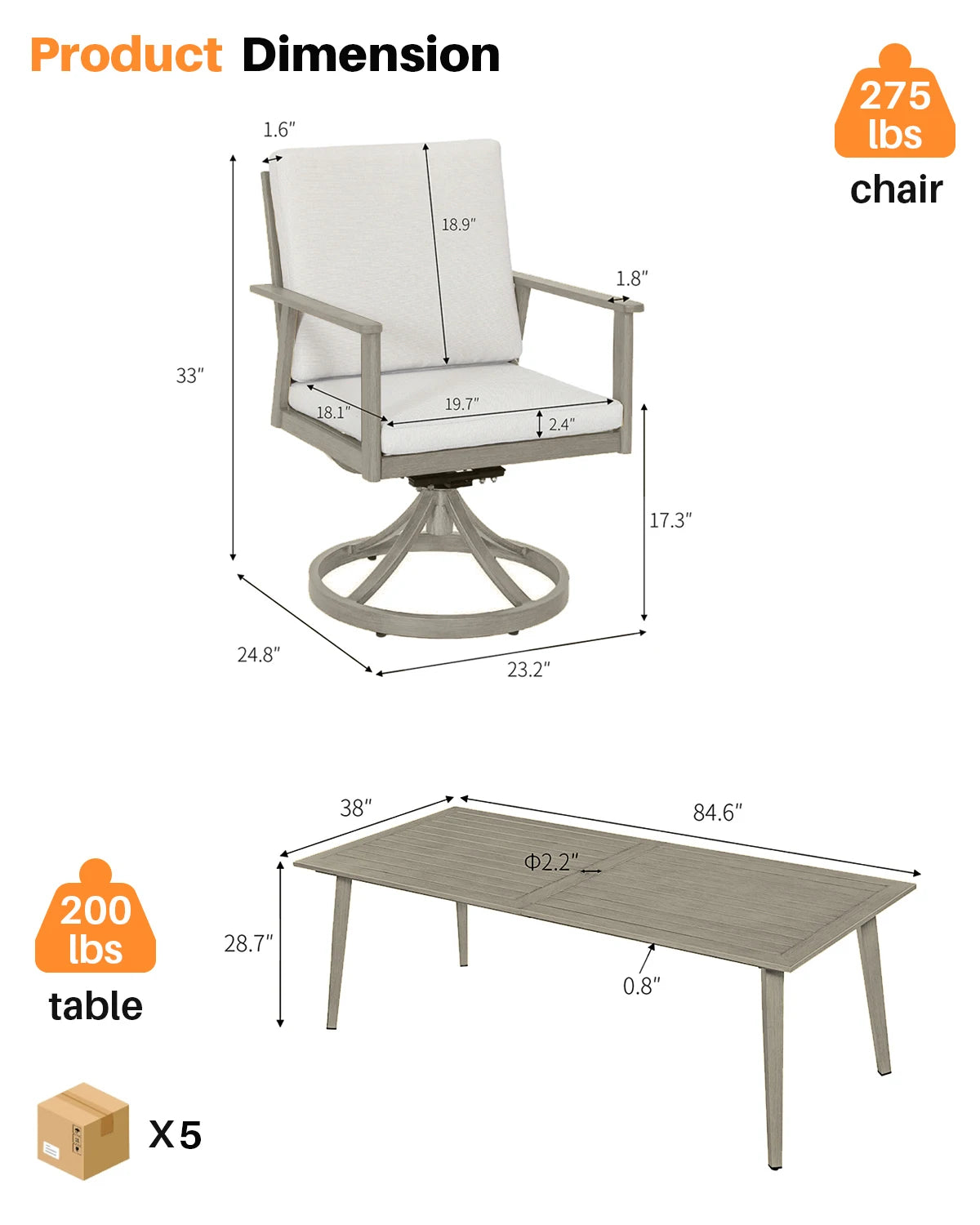 SeeHill 9 Piece Patio Swivel Dining Set With Aluminum Table And 8 Chairs
