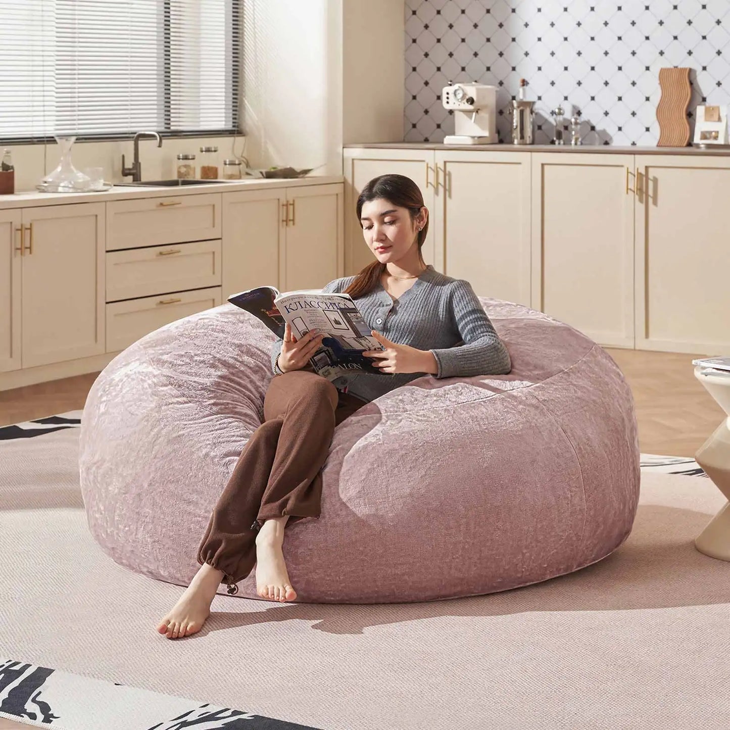 Giant Bean Bag Chair With Filling Included For Living Room