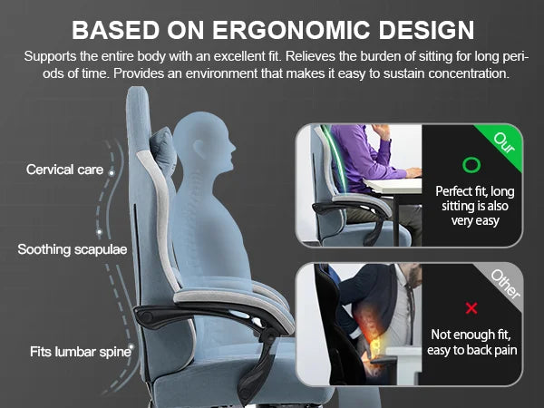 GTPLAYER Ergonomic Gaming Chair with Pocket Spring Cushion and Lumbar Support