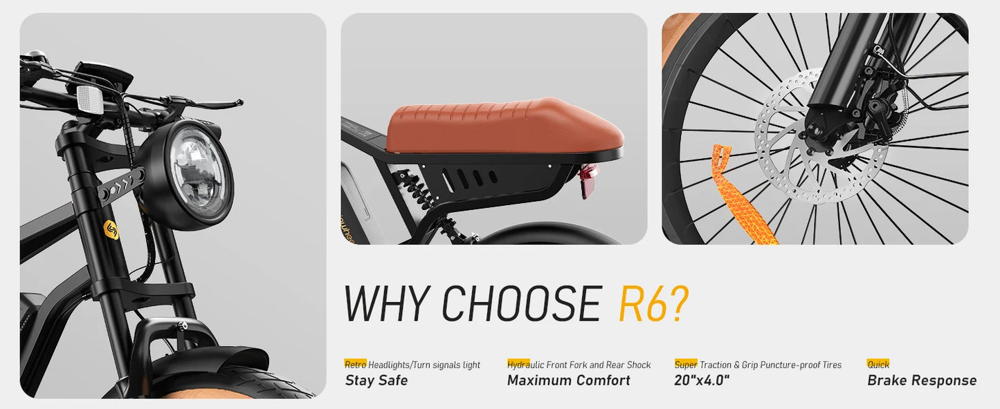 Isinwheel R6 900W Fat Tire Electric Mountain Bike 20 Inch