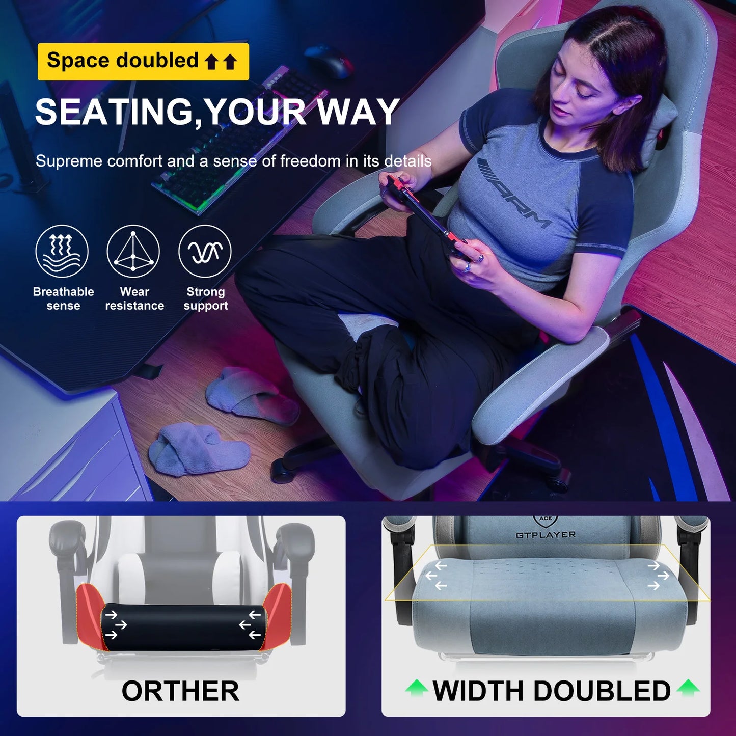 GTPLAYER Ergonomic Gaming Chair with Pocket Spring Cushion and Lumbar Support