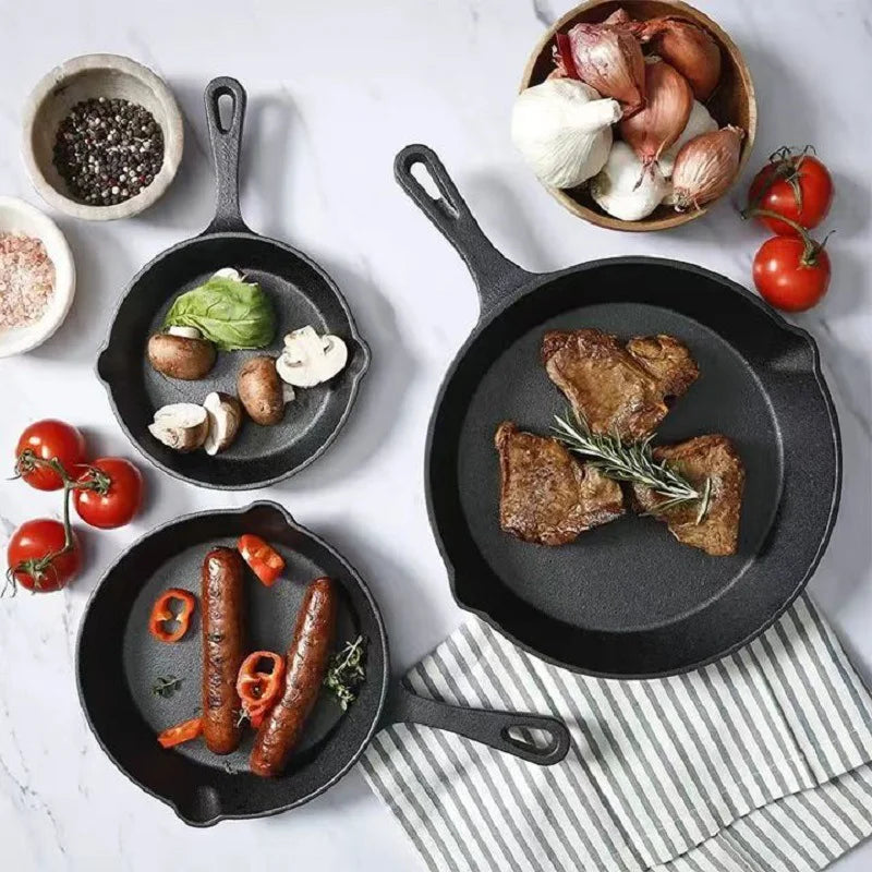3 Piece Cast Iron Cookware Set Uncoated Cast Iron Pan Collection 6 Inch 8 Inch 10 Inch Cast Iron Skillets Frying Pans