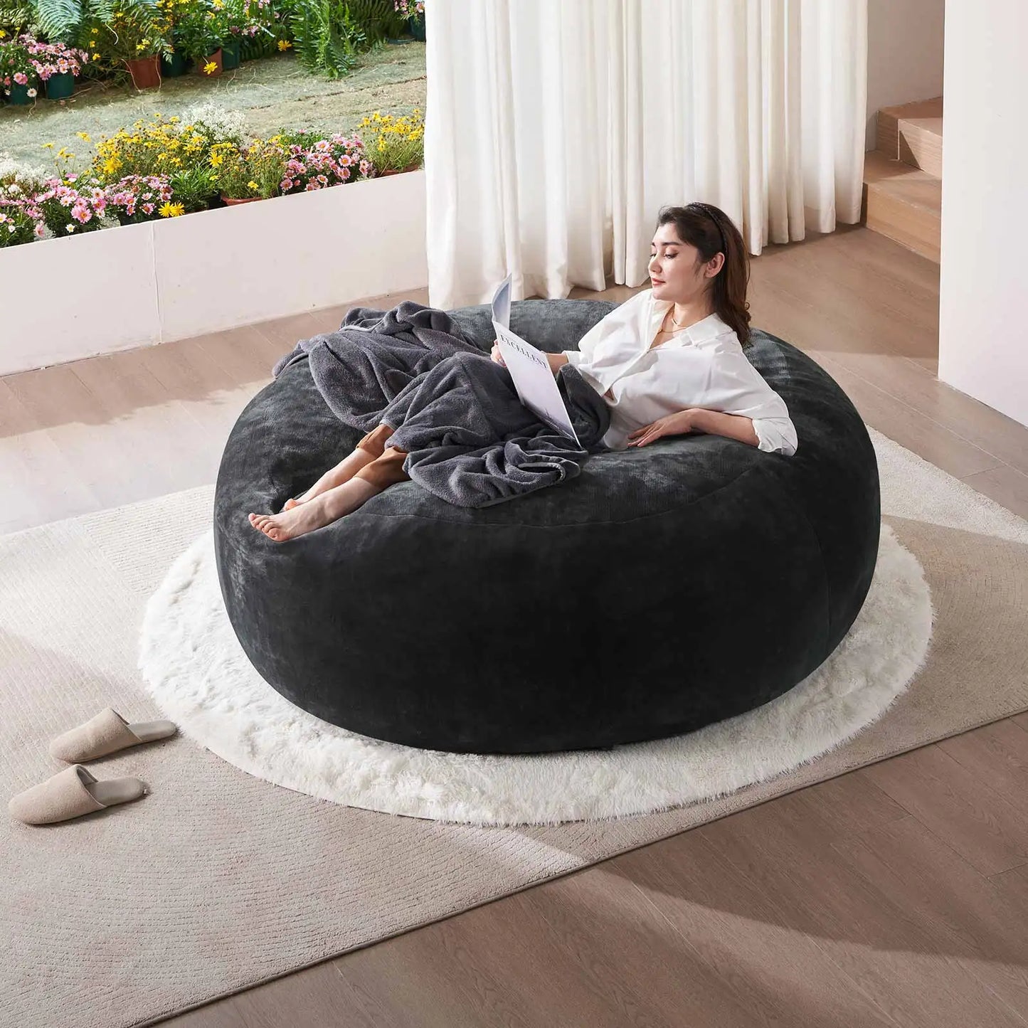 Giant Bean Bag Chair With Filling Included For Living Room