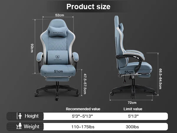 GTPLAYER Ergonomic Gaming Chair with Pocket Spring Cushion and Lumbar Support