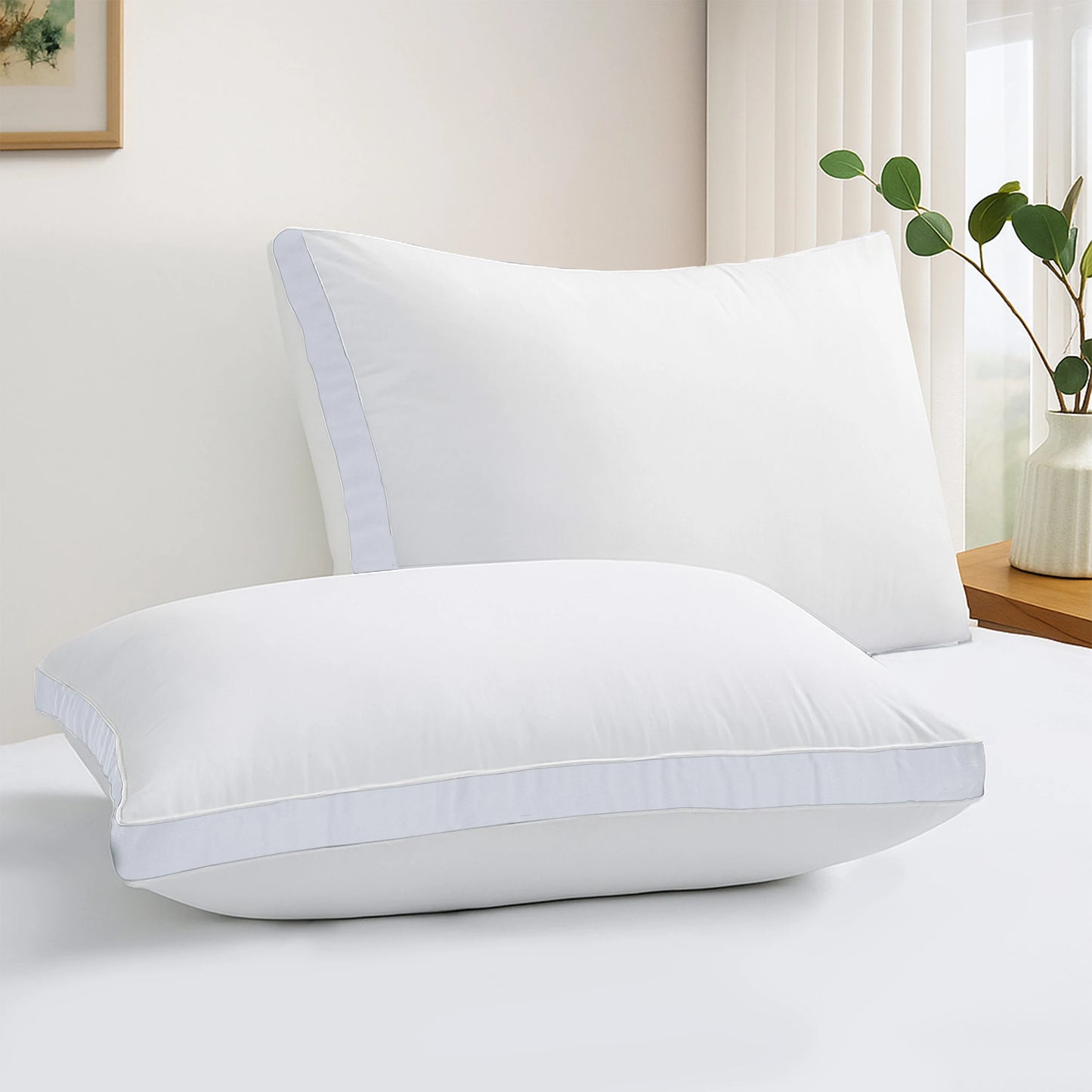 Lux Decor Bed Pillows Set Of 2 Hotel Quality Gusseted Down Alternative
