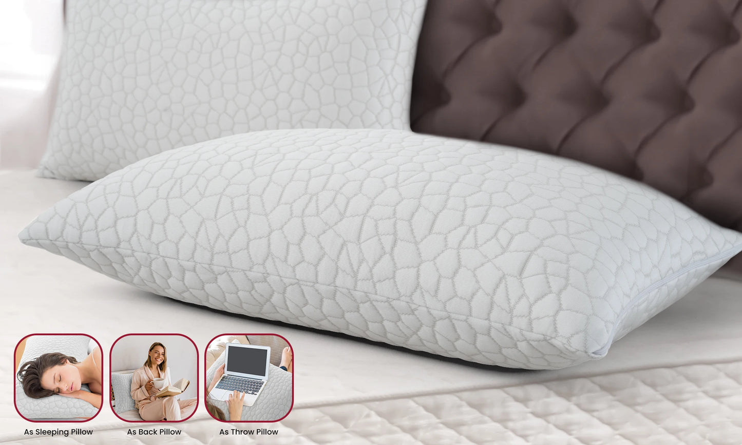Lux Decor 2 Pack Shredded Memory Foam Pillows With Washable Cover Adjustable Loft