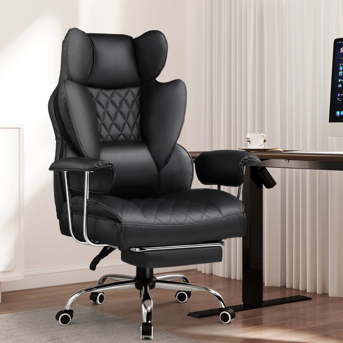 Big and Tall Gaming Chair With Pocket Spring Lumbar Support And Footrest
