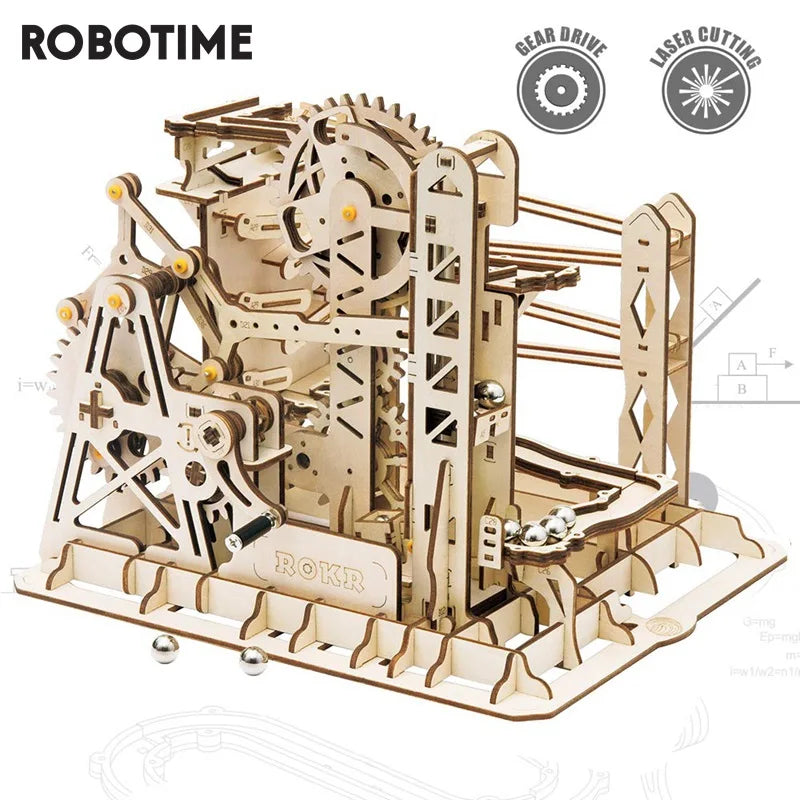 Robotime Rokr 3 Marble Run DIY Wooden Waterwheel Model Kit Gift