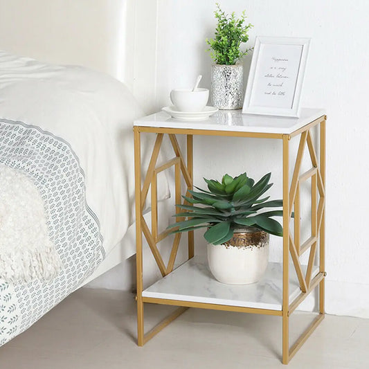 Luxury Marble Coffee Table With Gold Frame For Living Room