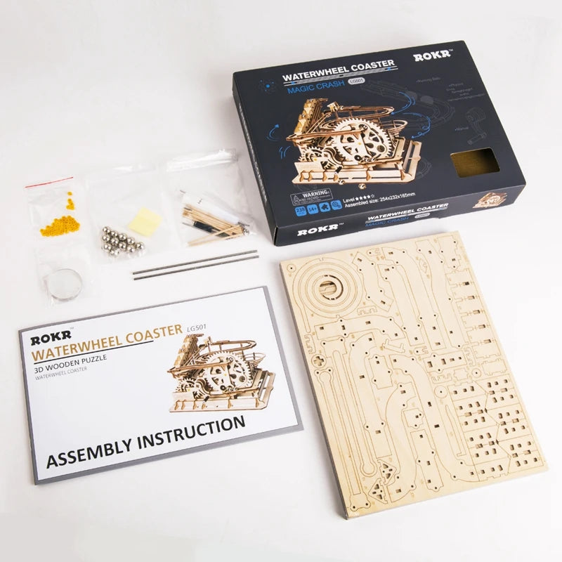 Robotime Rokr 3 Marble Run DIY Wooden Waterwheel Model Kit Gift