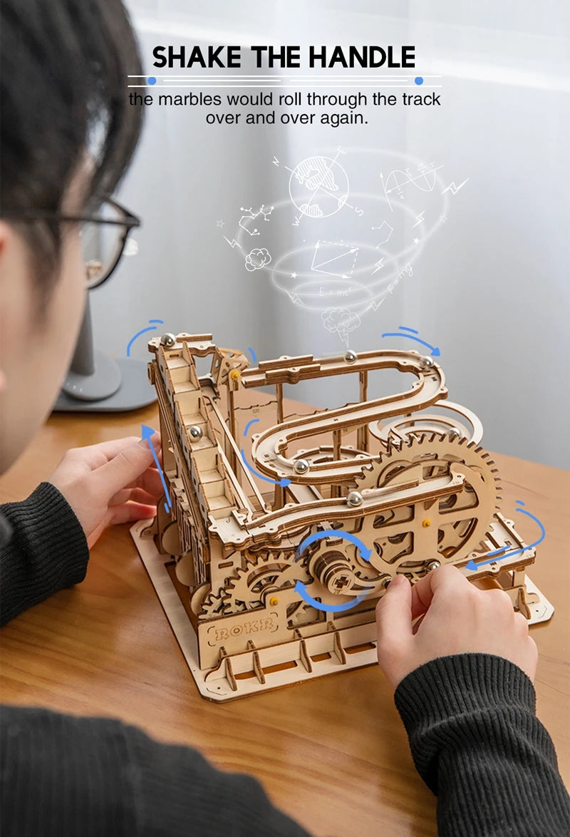 Robotime Rokr 3 Marble Run DIY Wooden Waterwheel Model Kit Gift