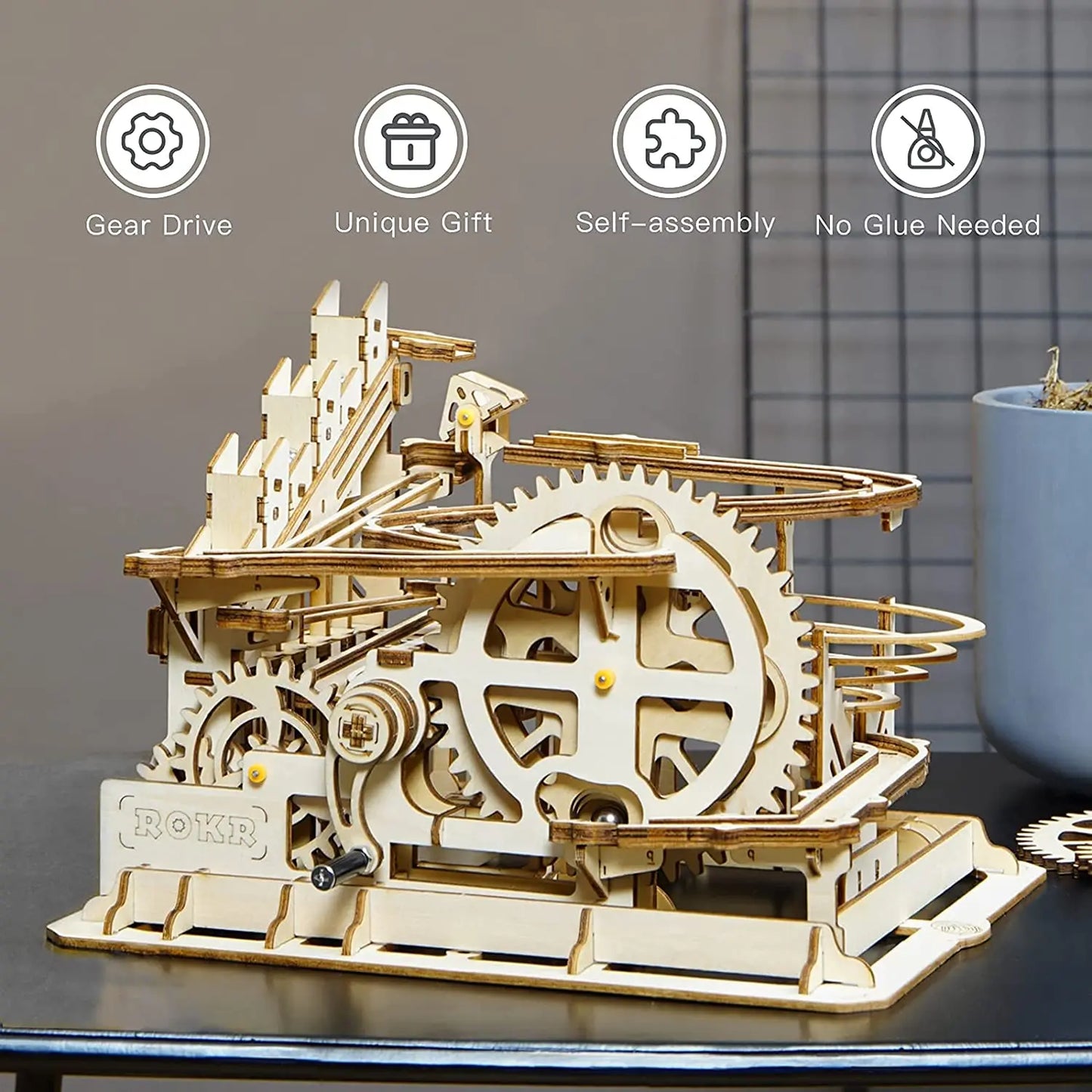 Robotime Rokr 3 Marble Run DIY Wooden Waterwheel Model Kit Gift
