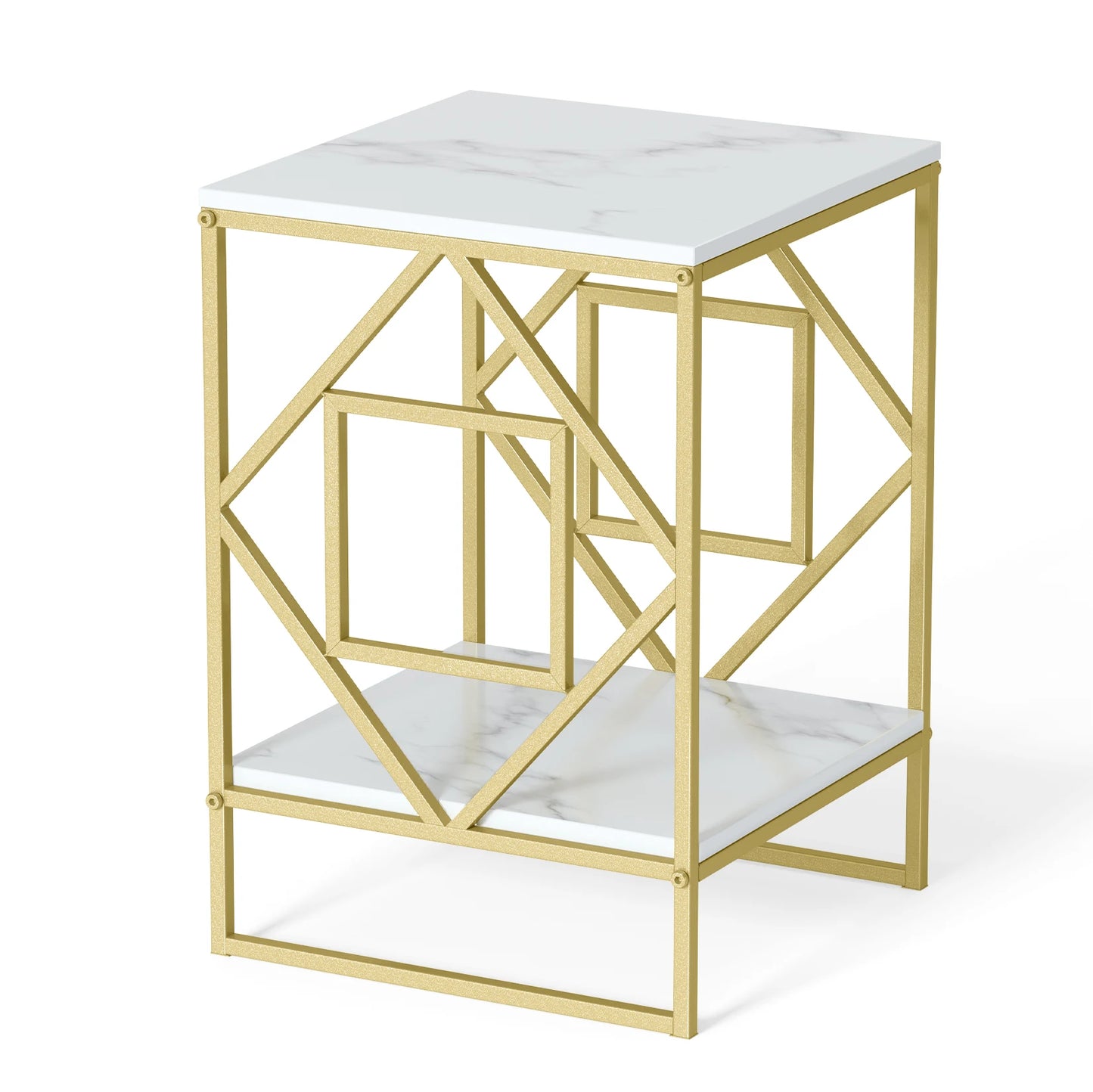 Luxury Marble Coffee Table With Gold Frame For Living Room