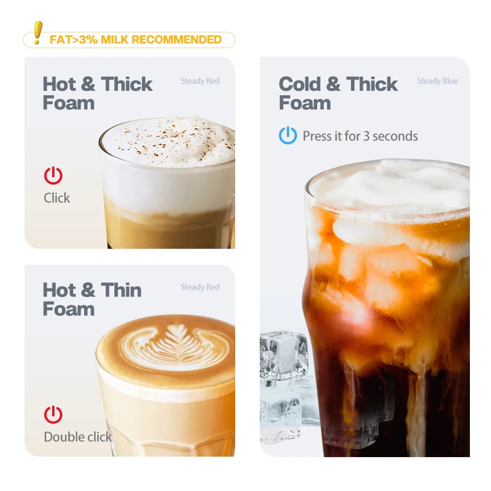HiBREW Electric Milk Frother Foaming Mixer for Hot and Cold Latte Cappuccino Fully Automatic Milk Warmer Model M1A