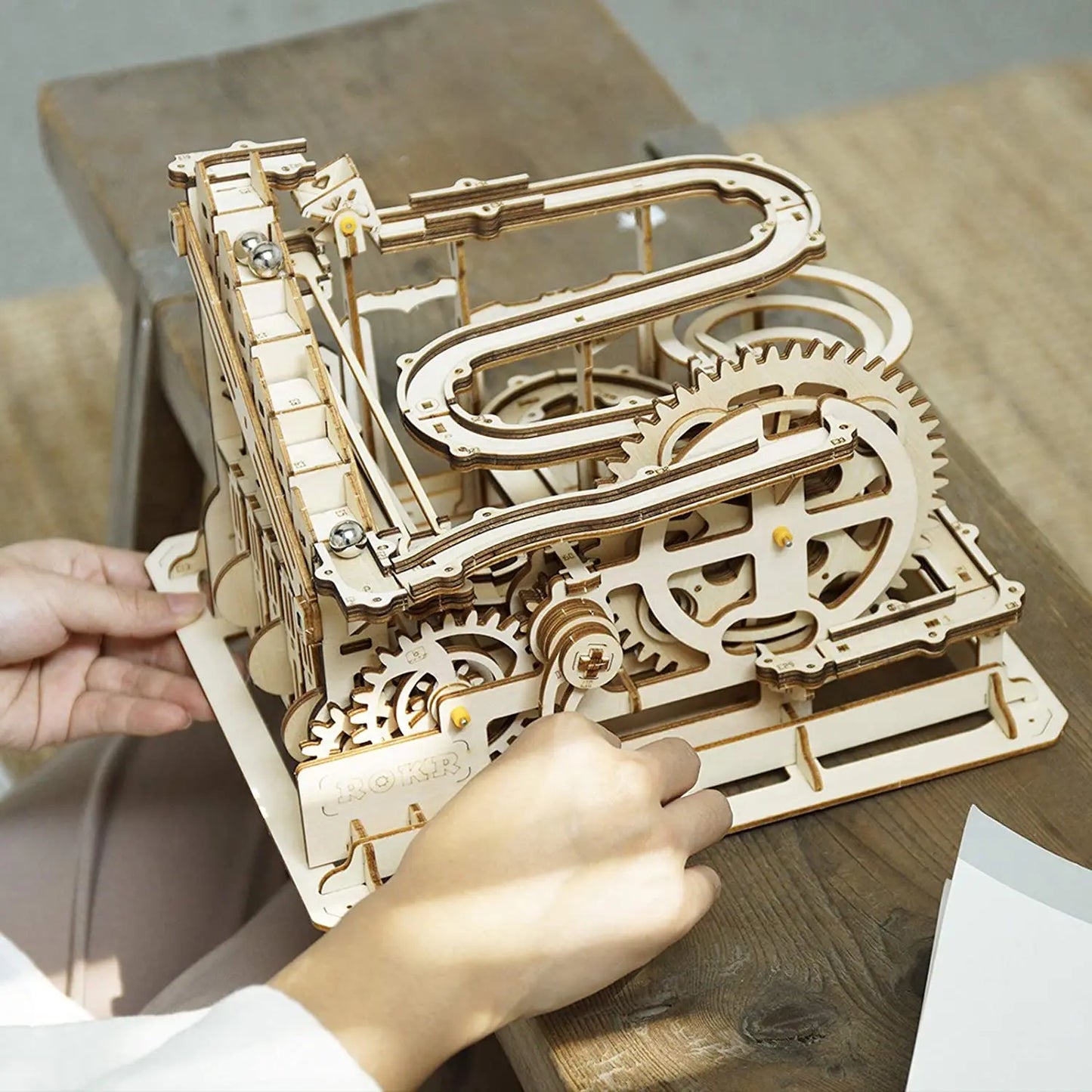 Robotime Rokr 3 Marble Run DIY Wooden Waterwheel Model Kit Gift