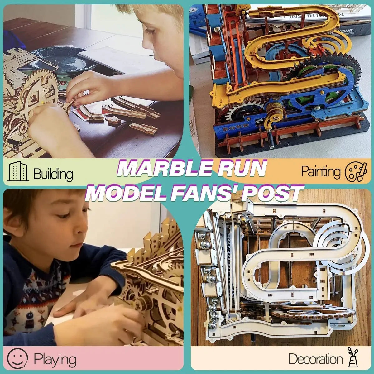 Robotime Rokr 3 Marble Run DIY Wooden Waterwheel Model Kit Gift