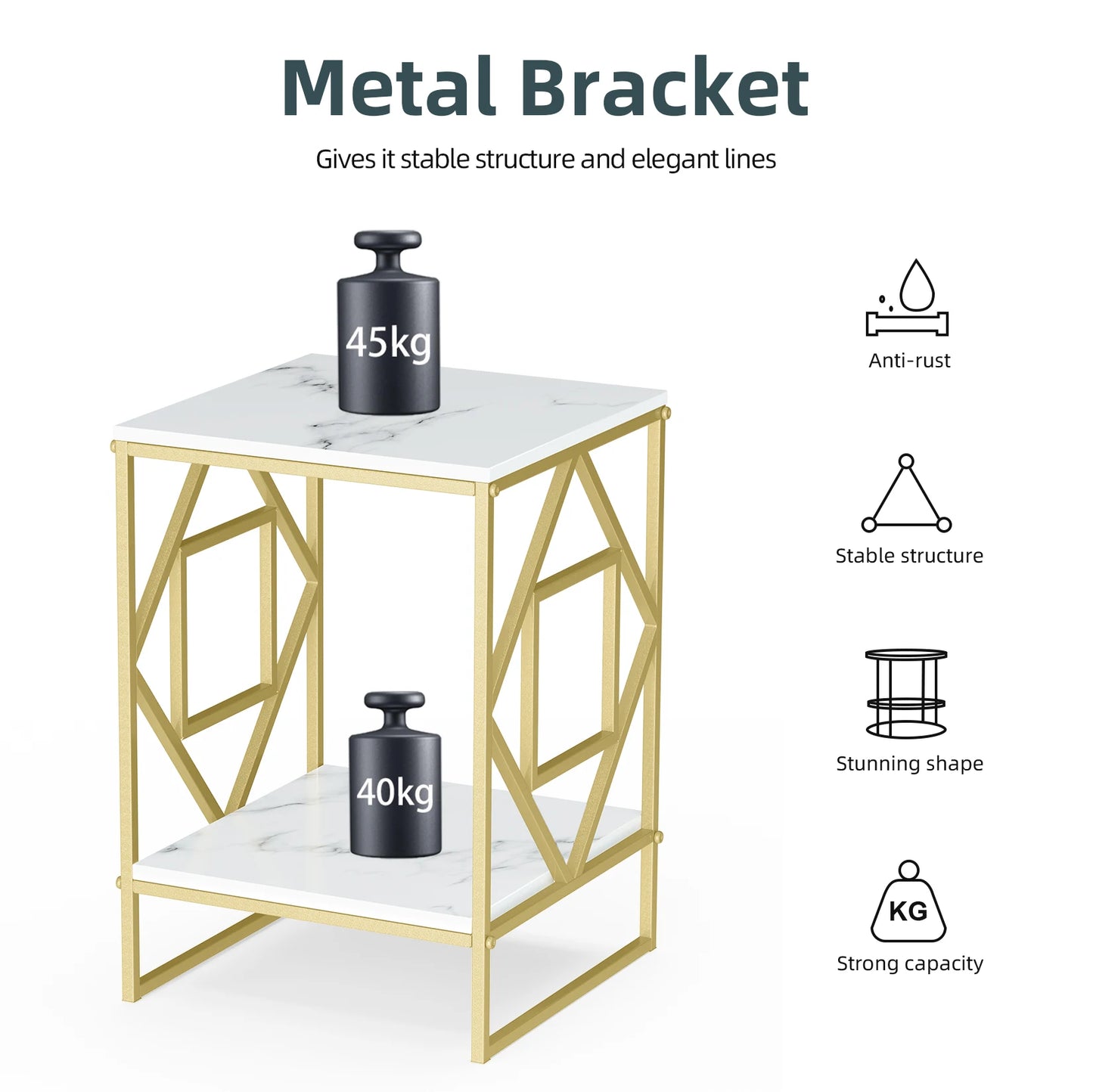 Luxury Marble Coffee Table With Gold Frame For Living Room And Office
