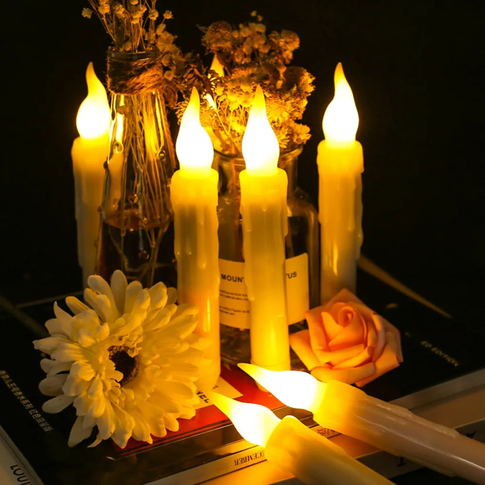 Floating LED Candles With Wand Remote Flameless Decor