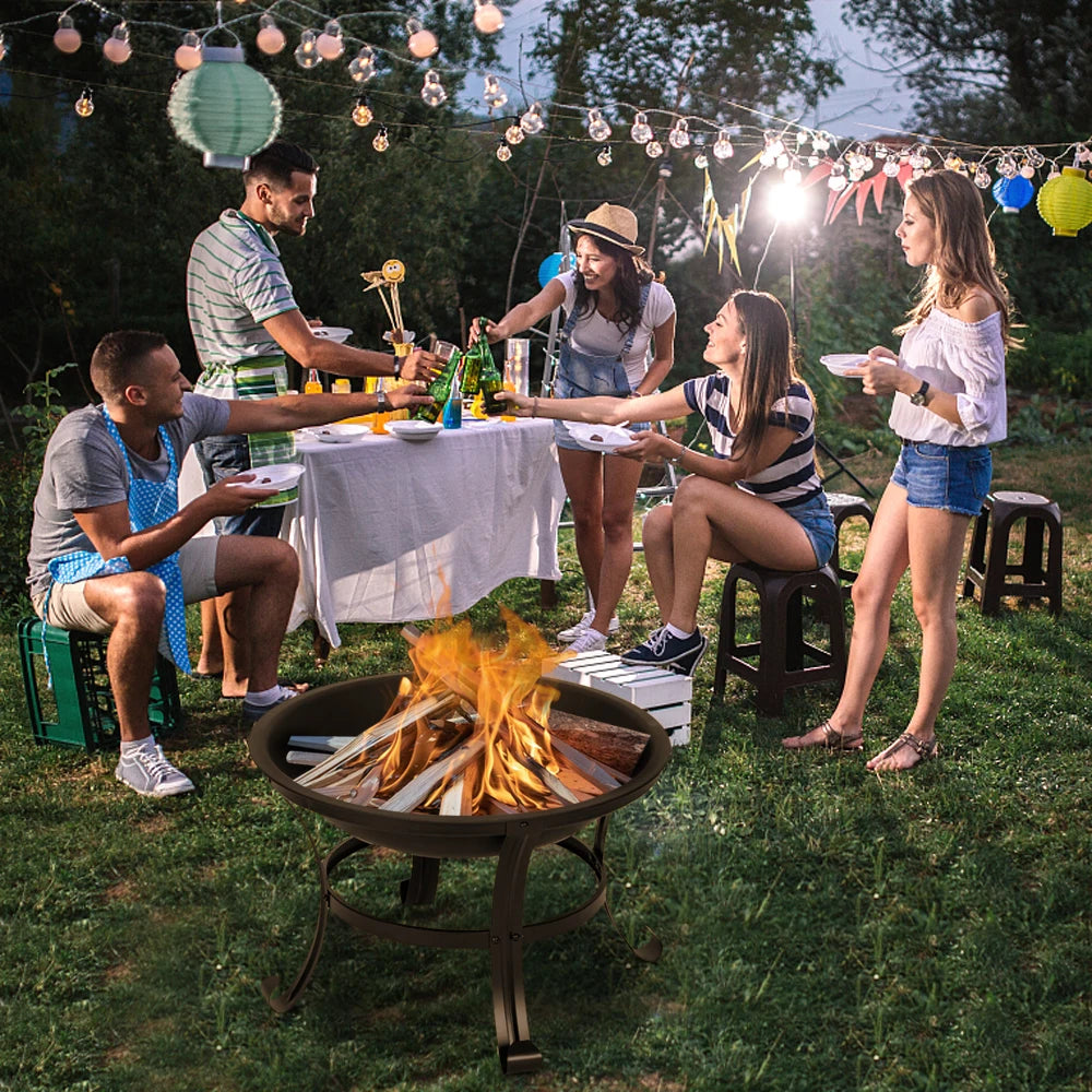 22 Inch Curved Feet Iron Brazier Wood Burning Fire Pit
