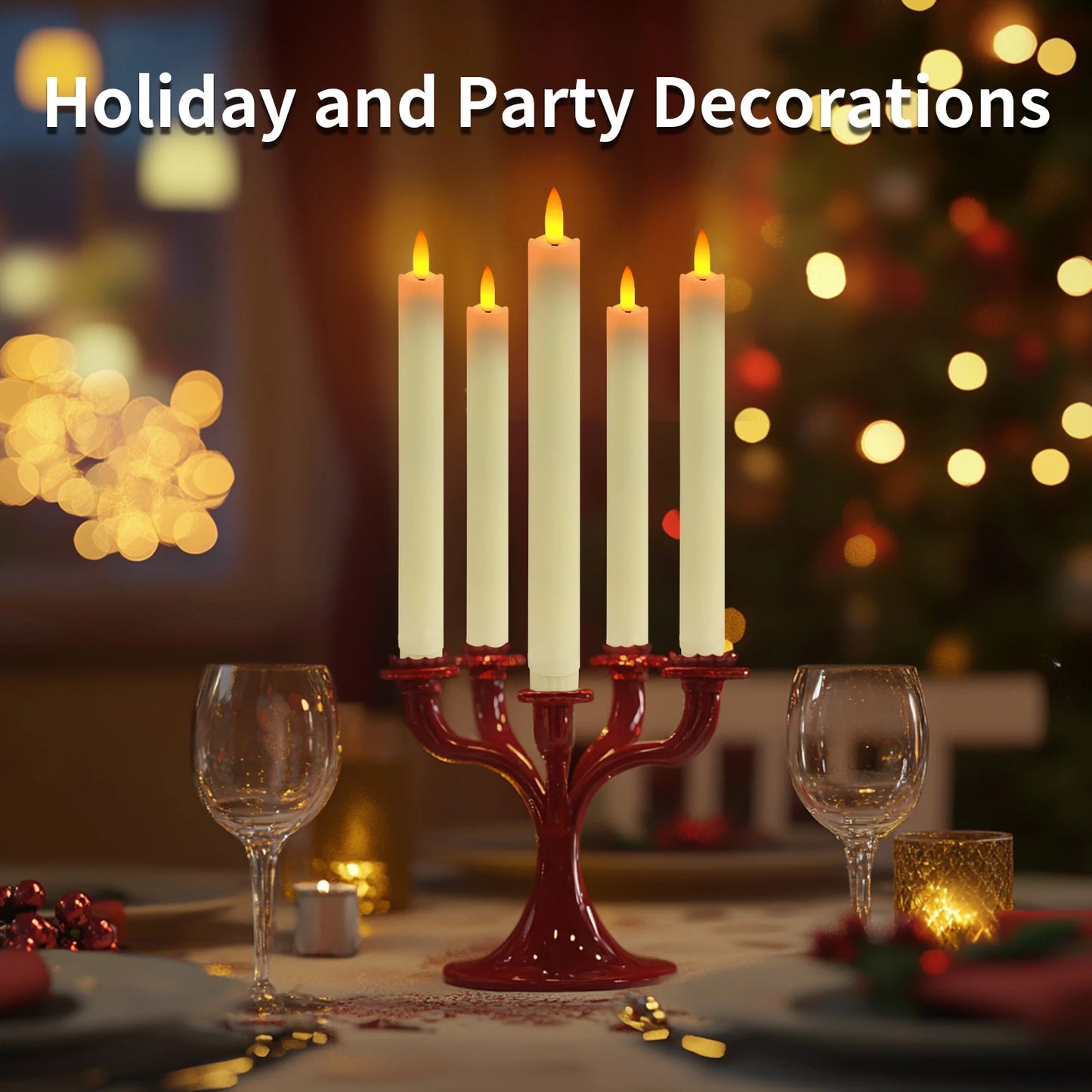 Flickering LED Taper Candles 6 Pack With Remote Flameless