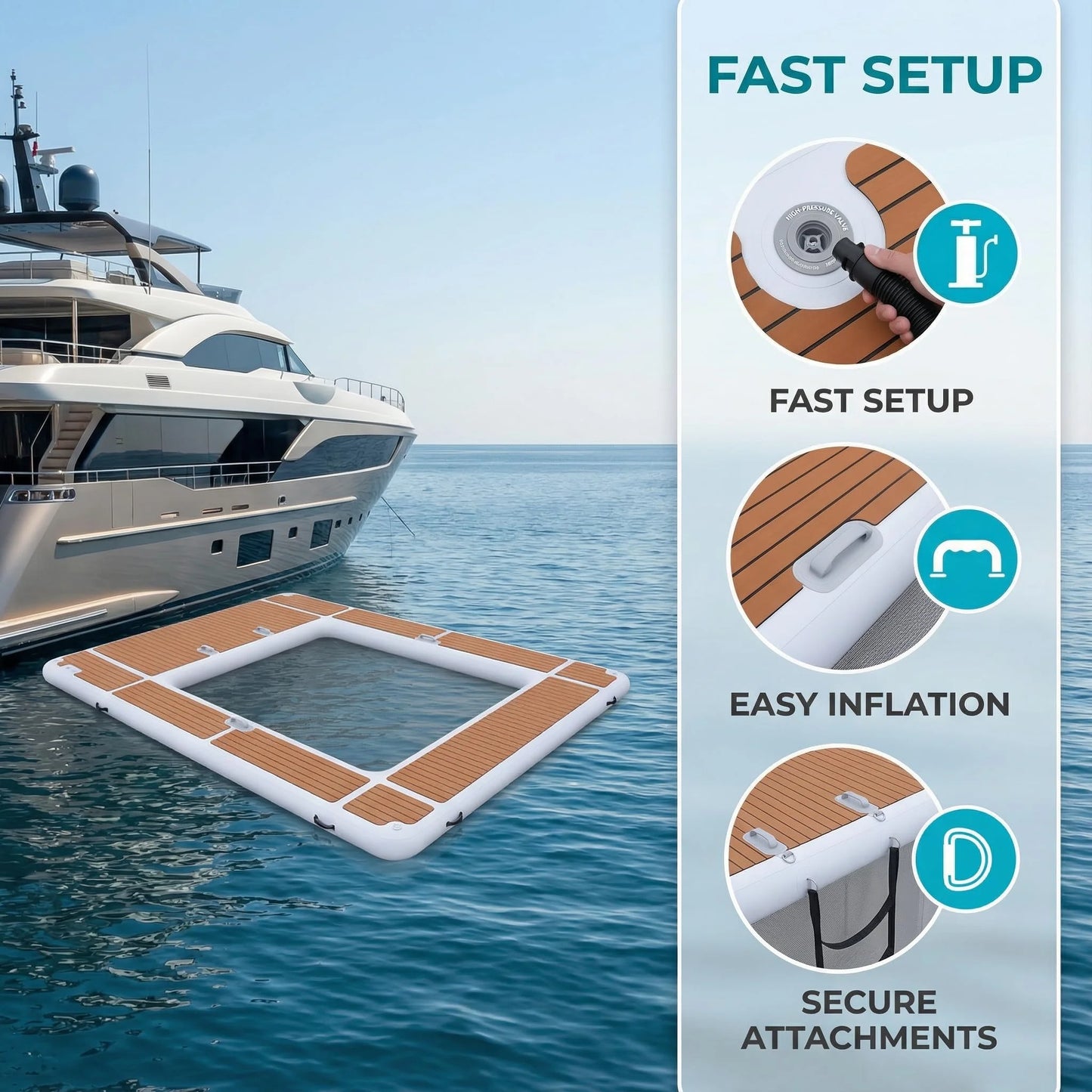 13 Ft Inflatable Pool Float Platform With Non Slip EVA Surface For Yacht Boat