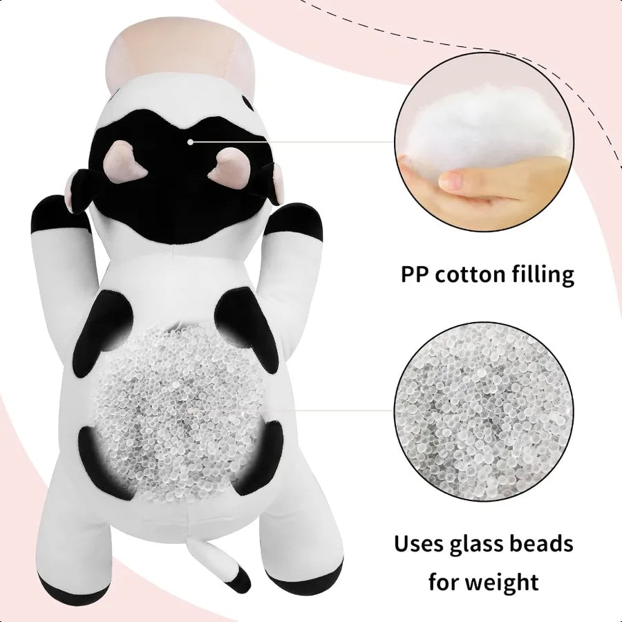 Milk Cow Weighted Plush 24 Inch 4.2 Pounds Weighted Stuffed Animal Cute Cow Plush Doll Throw Pillow Birthday Gift for Adults