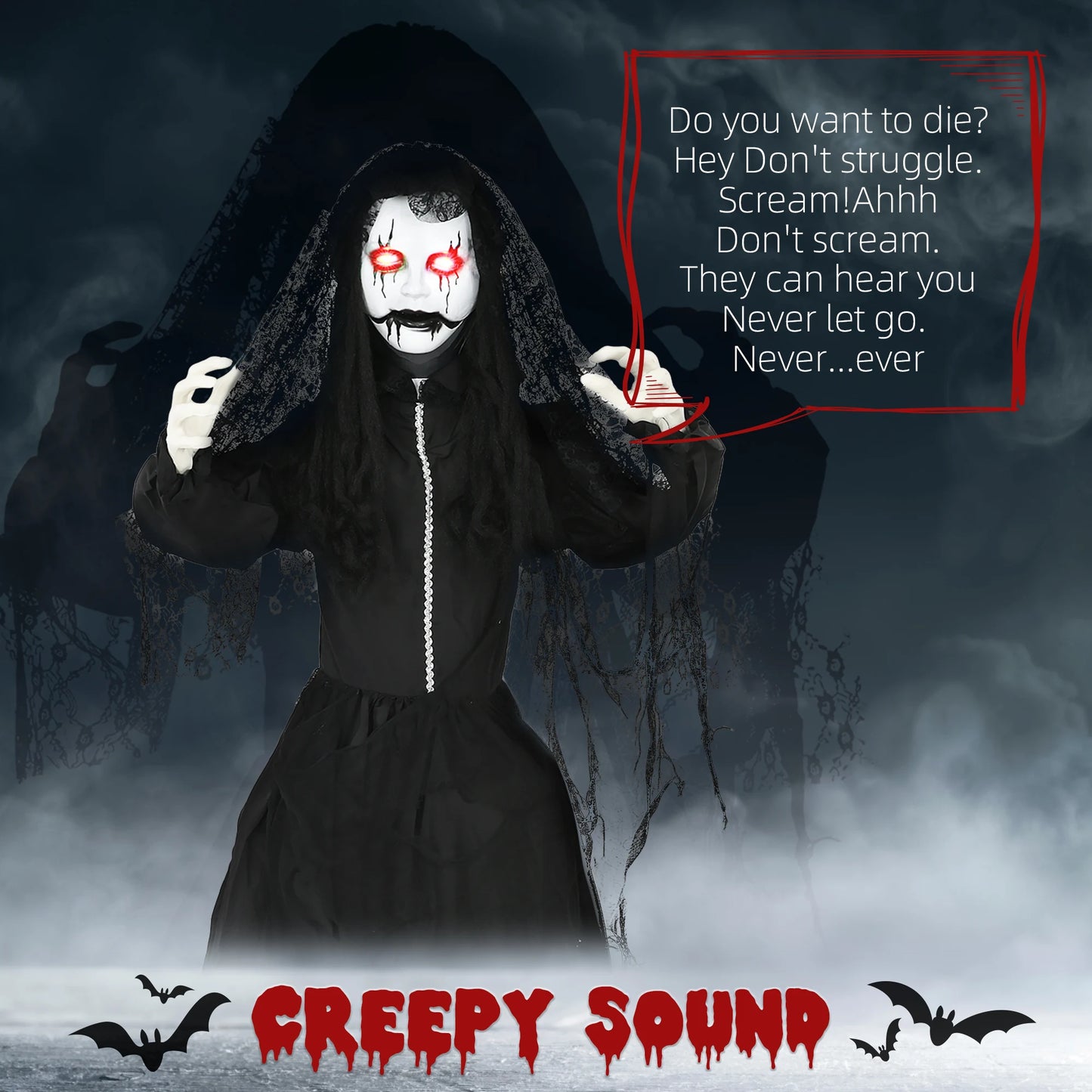 Homcom Zombie Bride Animatronic Prop With Bright Eyes