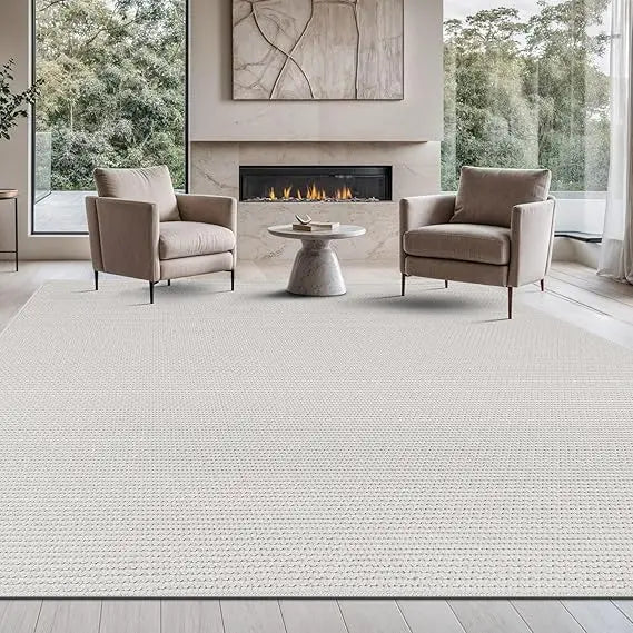 Micro Loop Area Rug Light Gray 9x12 Geometric Modern Luxury Circular Durable Soft Indoor Rugs for Living Dining Room Office
