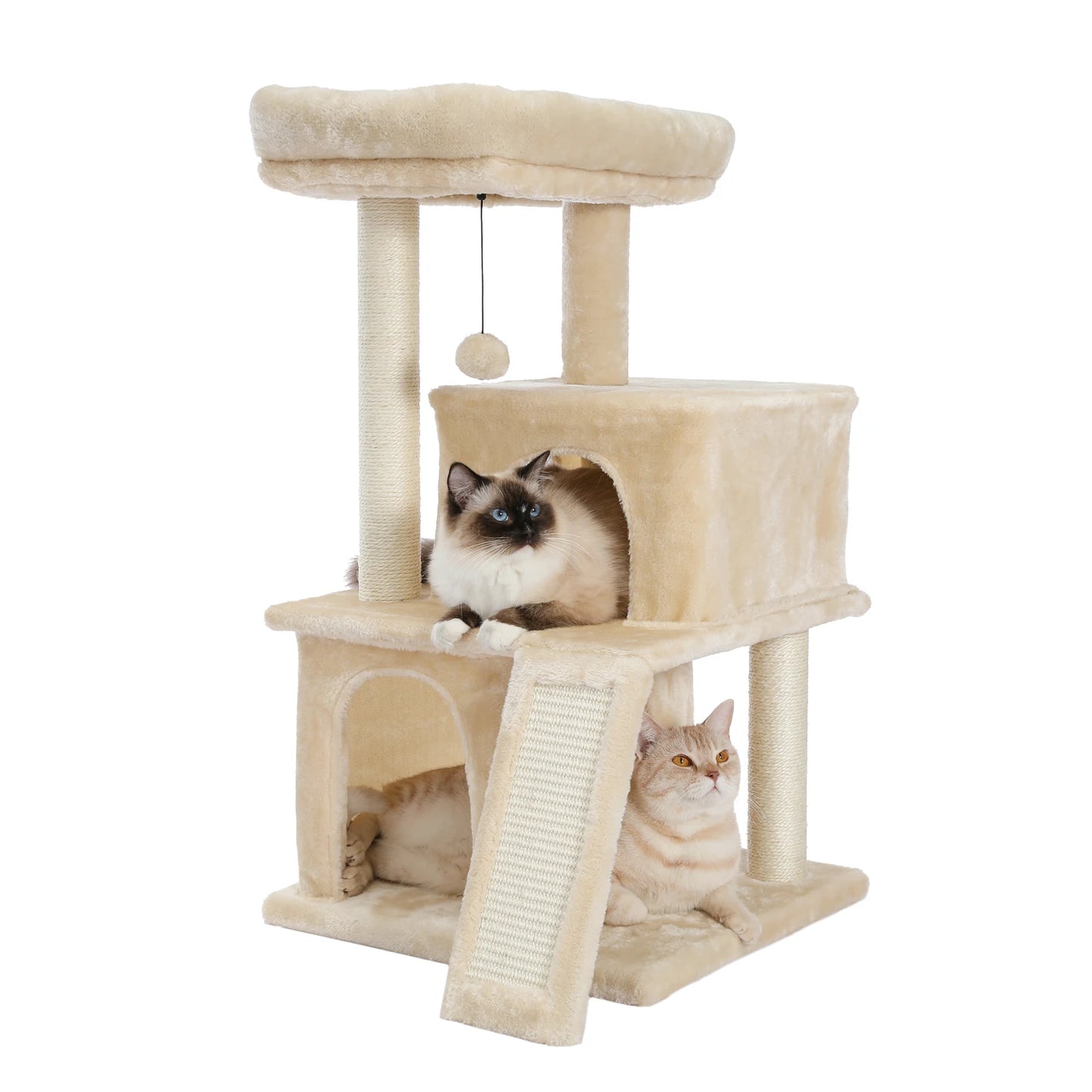 Four Level Cat Tree For Indoor Cats With Sisal Scratching Post And Condos