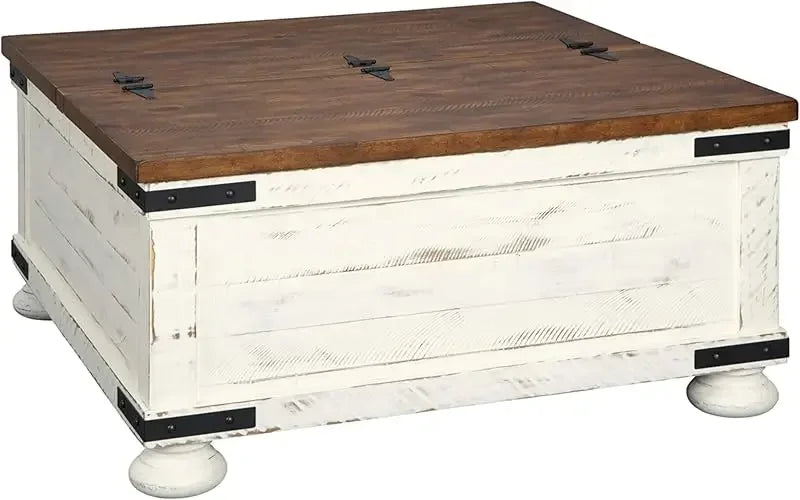Farmhouse Coffee Table Lift Top Storage Grayish Brown