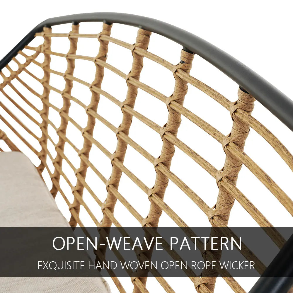 Outdoor Wicker Patio Conversation Set With Cushions And Coffee Tables Boho Style